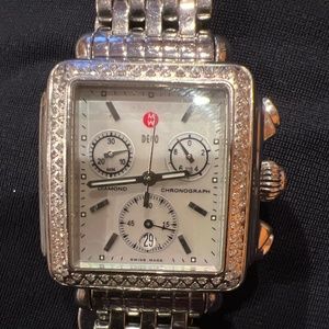 Michele Diamond Deco Mother of Pearl Chronograph Watch